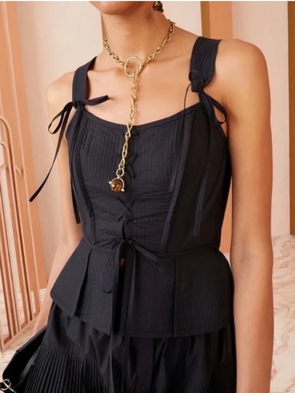 Ulla Johnson Sleeveless Corset Luz Peplum Top
